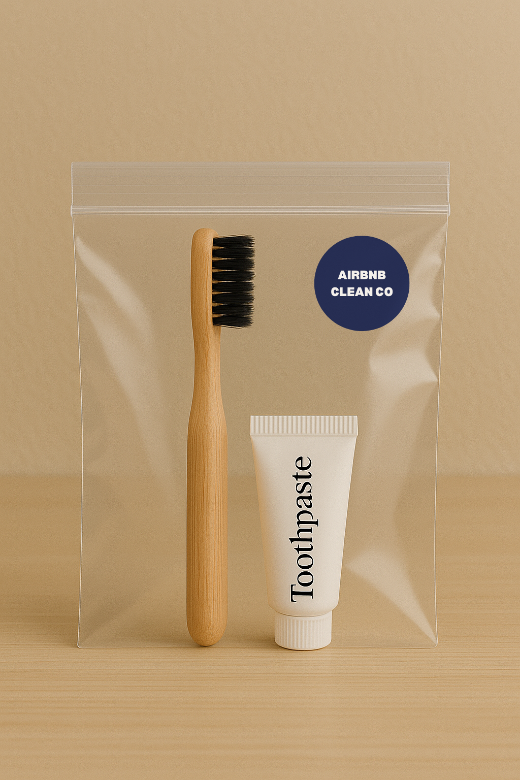 Premium Guest Toothbrush & Toothpaste Set – Wood-Effect Finish