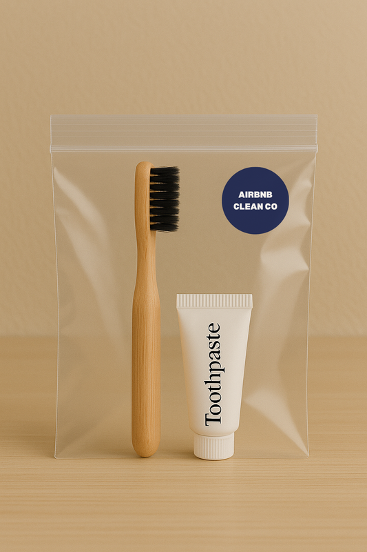 Premium Guest Toothbrush & Toothpaste Set – Wood-Effect Finish